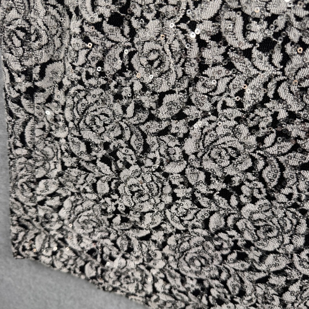 Jessica Howard Sheath Dress Womens 18W Black Silver Sequin Chiffon Cape Overlay - Picture 5 of 8